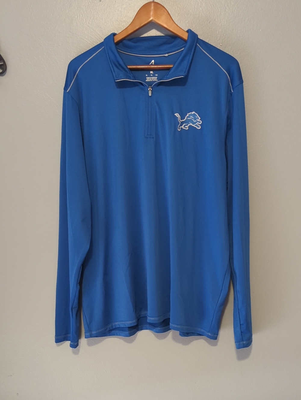 NFL Detroit Lions X Antigua Blue Performance Quarter-Zip Long Sleeve Pullover XL